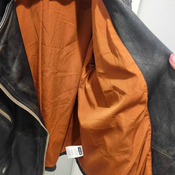 Free People We The Free Jealousy Leather Moto Jacket in distressed vintage black - Picture 10 of 12